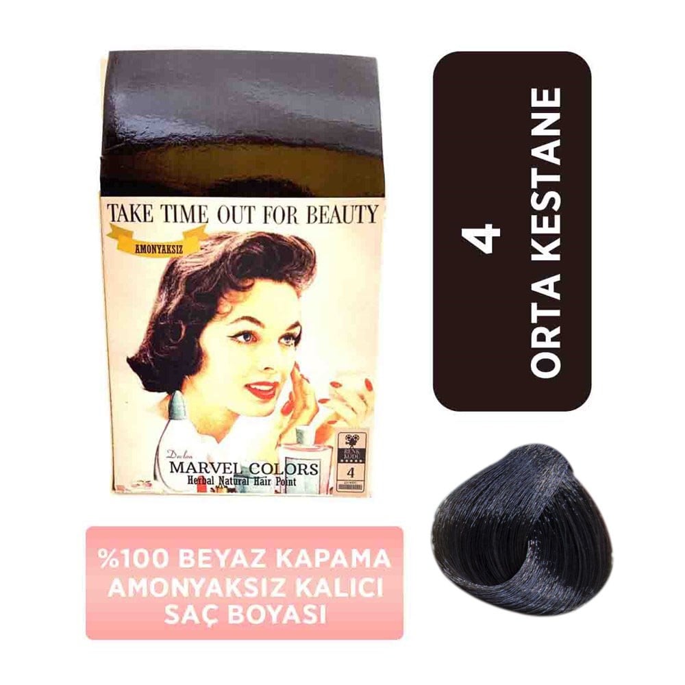 Marvel Saç Boyası Amonyaksız Naturel Hair  4 Orta Kestane