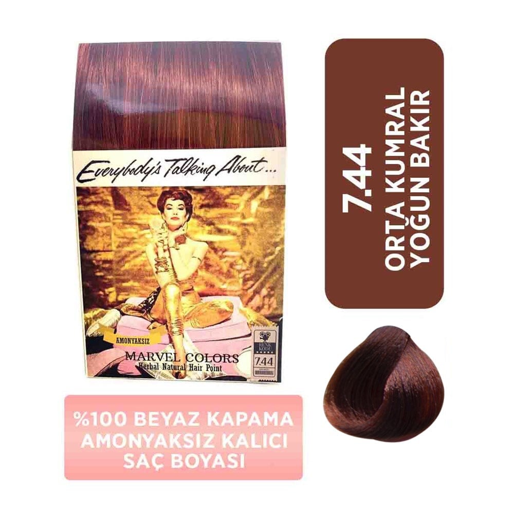 Marvel Saç Boyası Amonyaksız Naturel Hair  7.44 Orta Kumral Yoğun Bakır