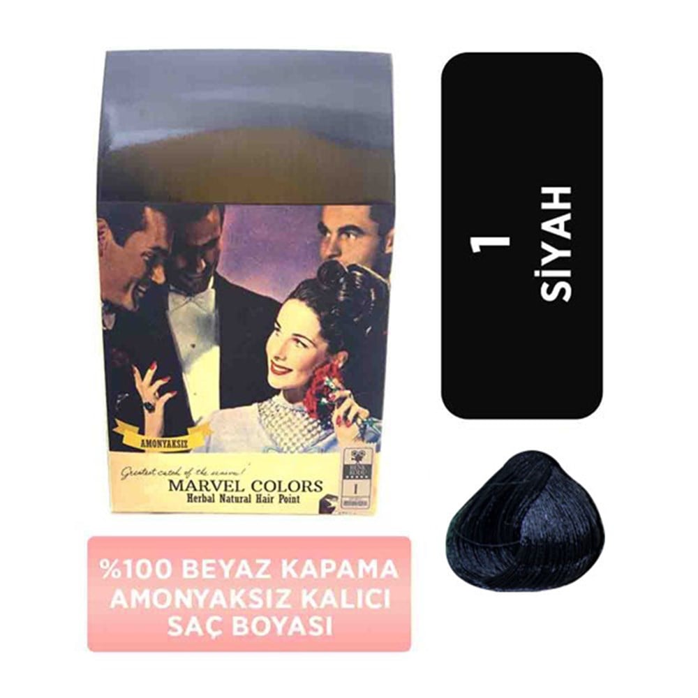 Marvel Saç Boyası Amonyaksız Naturel Hair  1 Siyah