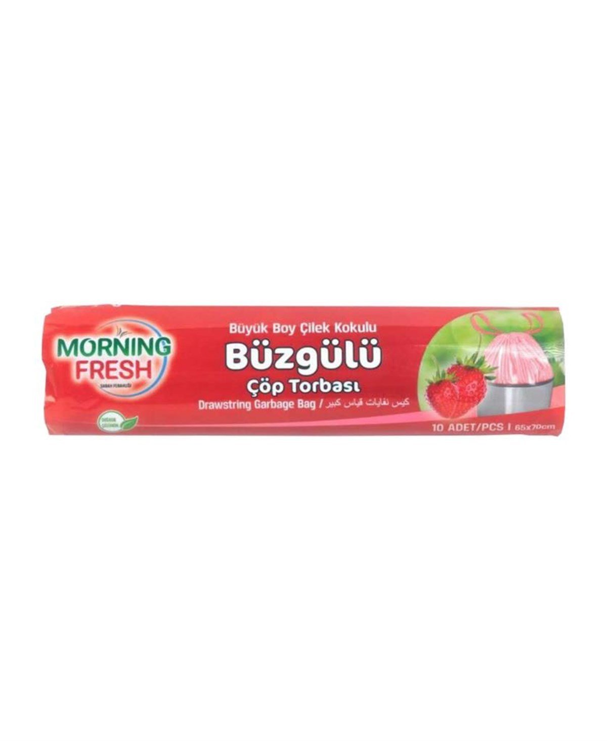 Morning Fresh Çilek Kokulu Büyük Boy Büzgülü Çöp Poşeti 10 Lu 65*70 cm