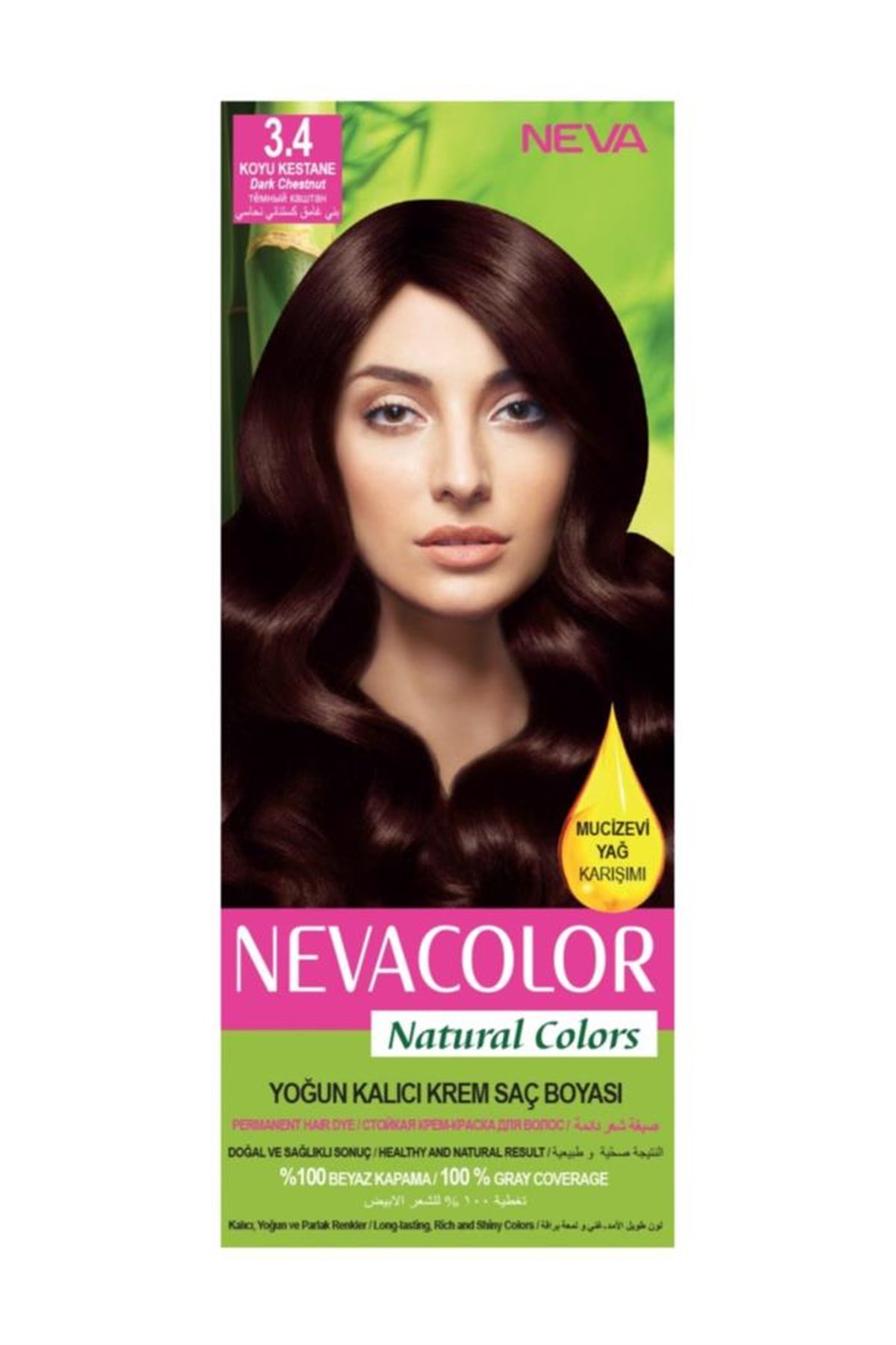 Neva Color Saç Boyası Seti 3.4 Koyu Kestane