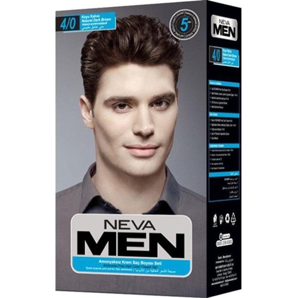 Neva Men Amonyaksız Krem Saç Boyası Seti 4/0 Koyu Kahve