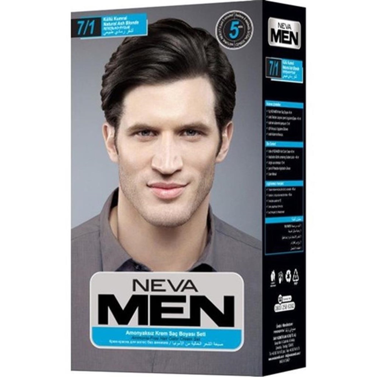 Neva Men Amonyaksız Krem Saç Boyası Seti 7/1 Küllü Kumral