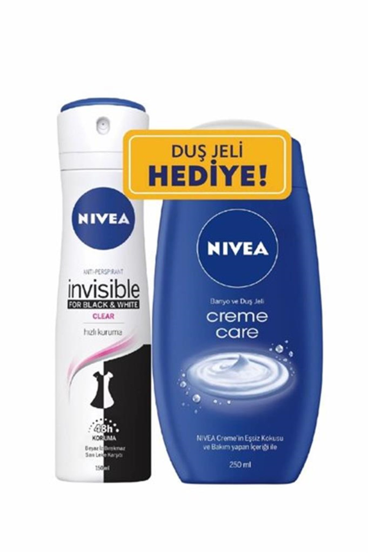 Nivea Black & White Clear Sprey Deodorant 150 Ml Kadın + Duş Jeli Hediyeli