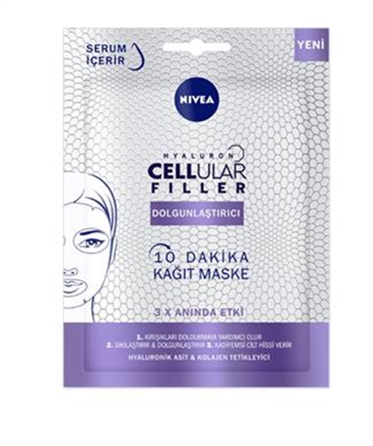 Nivea Hyaluron Cellular Filler Dolgunlaştırıcı 10 Dakika Kağıt Maske 1 Adet