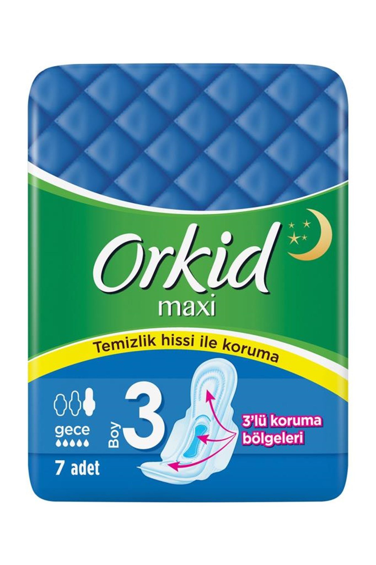 Orkid Maxi Hijyenik Ped gece Tekli Paket 7 Ped