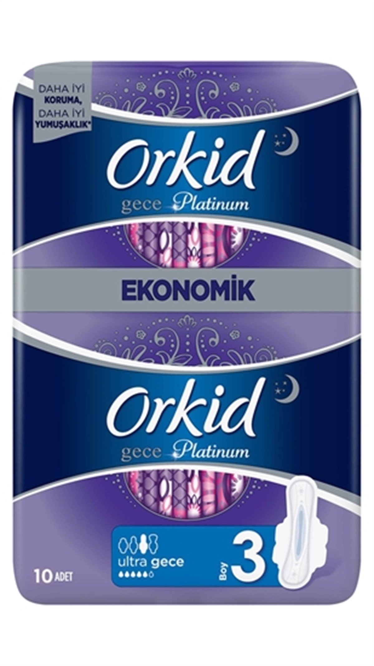 Orkid Platinum Hijyenik Ped Gece Ekonomik Paket 10'lu