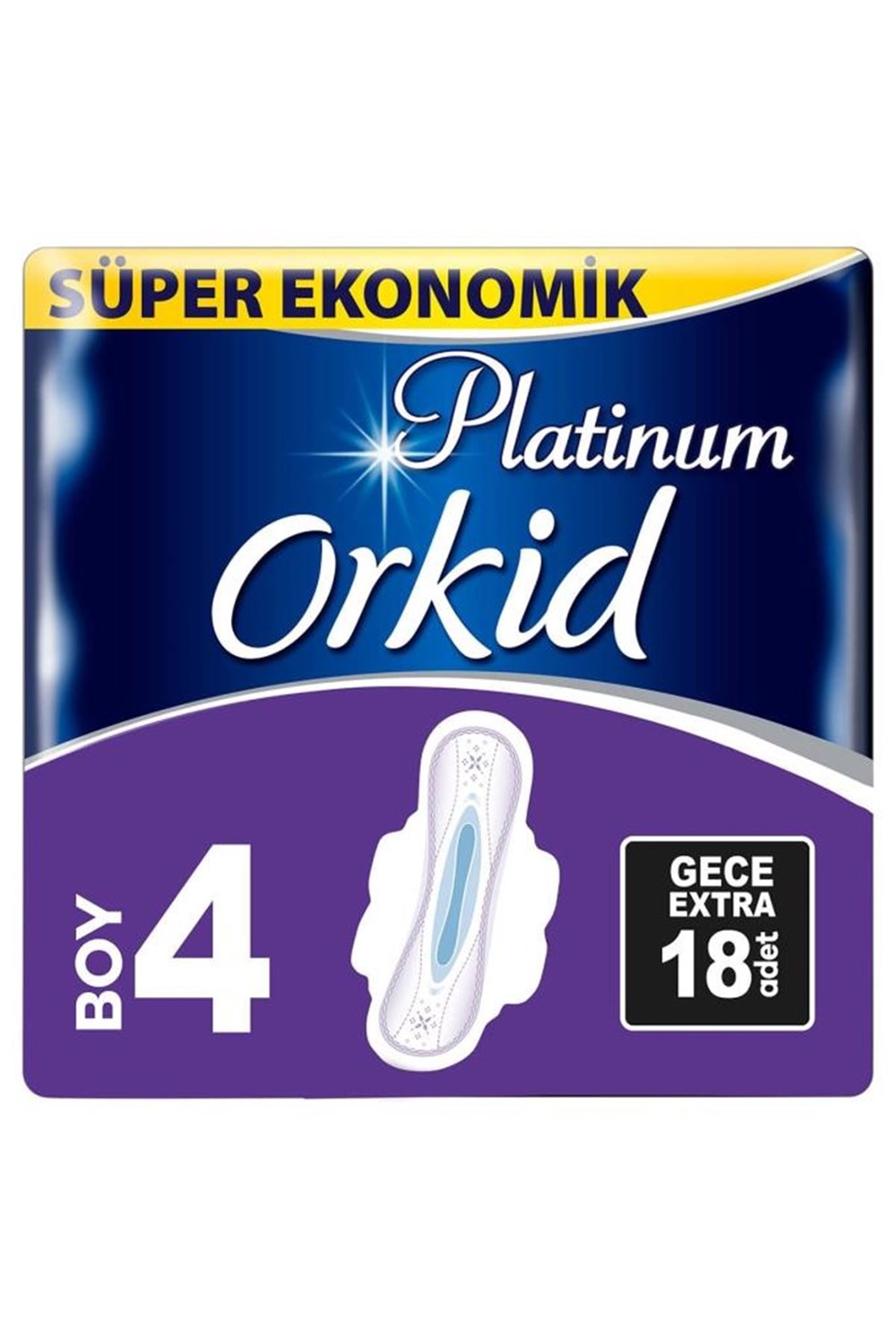 Orkid Platinum Hijyenik Ped Gece Extra Süper Ekonomik Paket 18 Ped