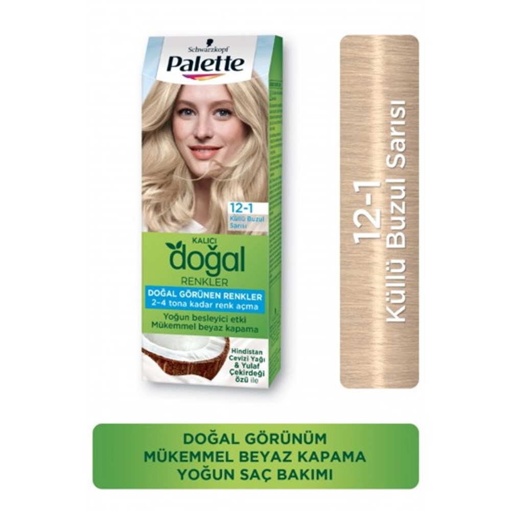 Palette Kalıcı Doğal Renkler Saç Boyası 12-1 Küllü Buzul Sarısı