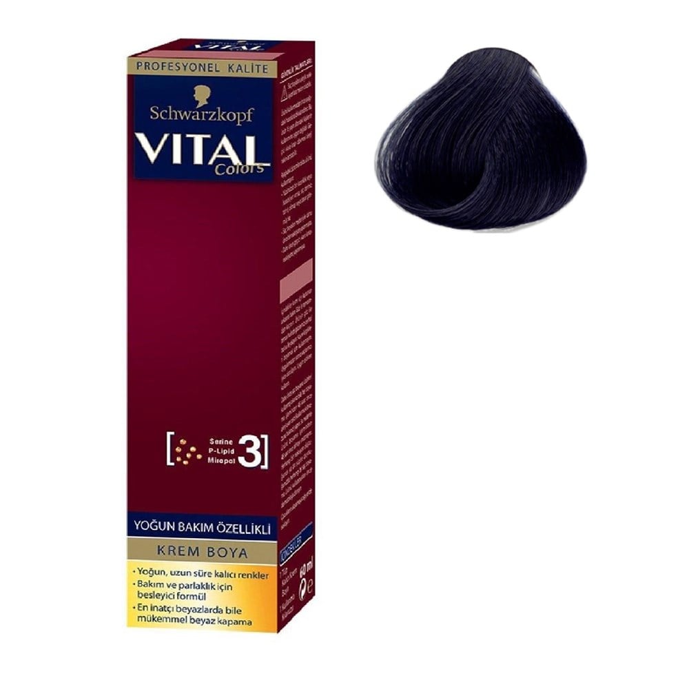 Schwarzkopf Vital Saç Boyası Tüp 1.1 Gece Siyahı