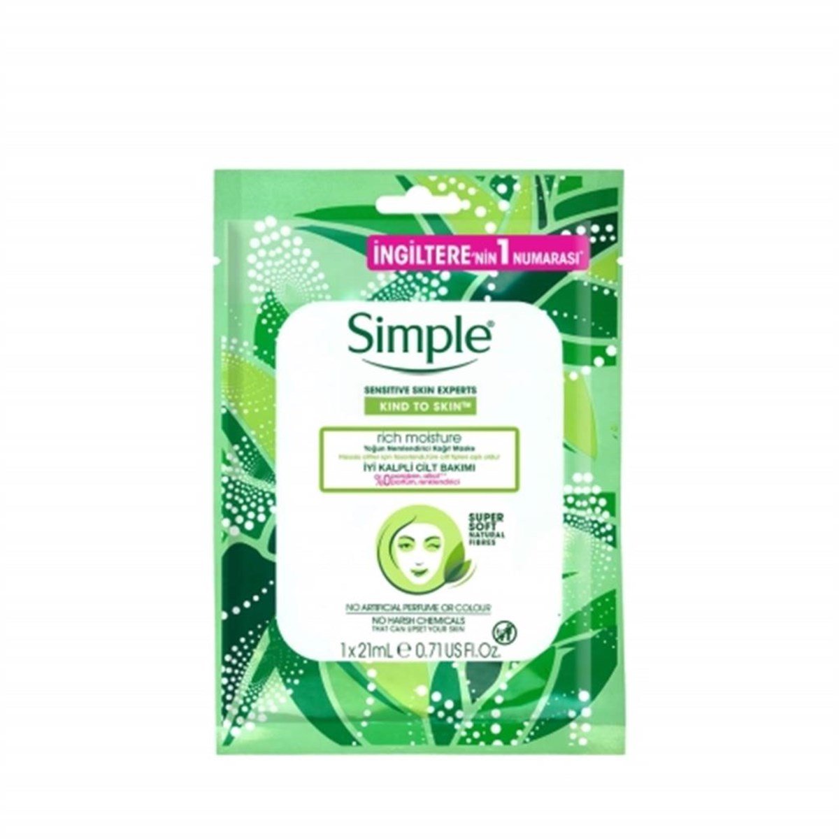 Simple Rich Moisture Yoğun Nemlendirici Kağıt Maske