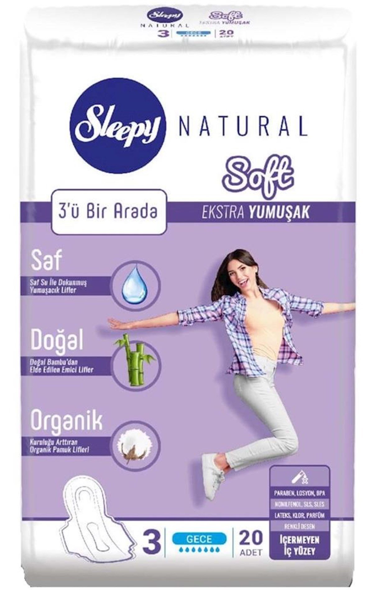 SleepyNatural Soft Ekstra Yumuşak Gece (20 Ped)