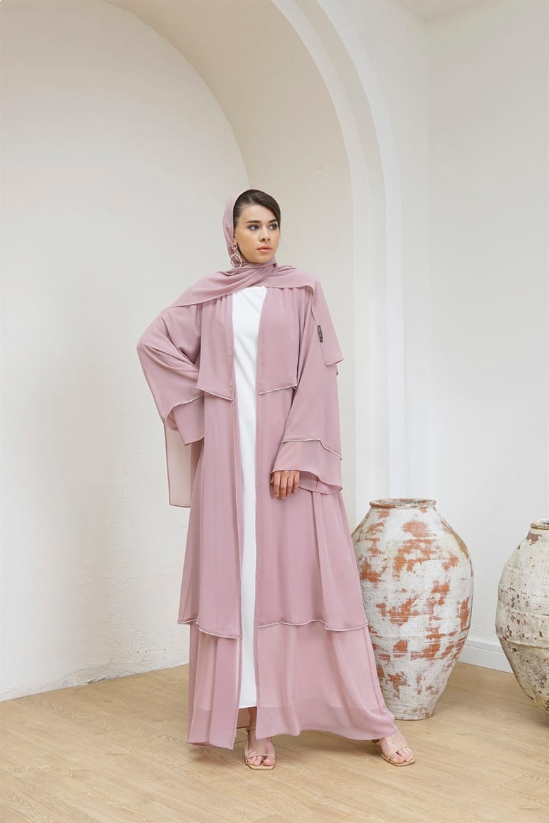 DOUBLE CHIFFON ABAYA - GÜLKURUSU