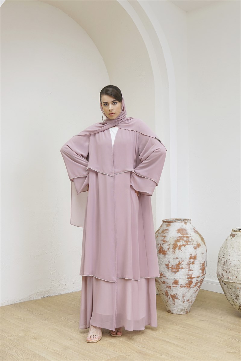 DOUBLE CHIFFON ABAYA - GÜLKURUSU