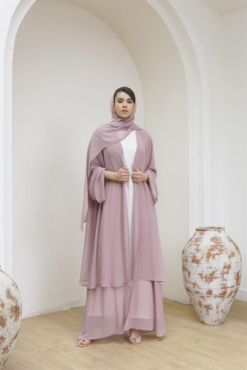 DOUBLE CHIFFON ABAYA - GÜLKURUSU