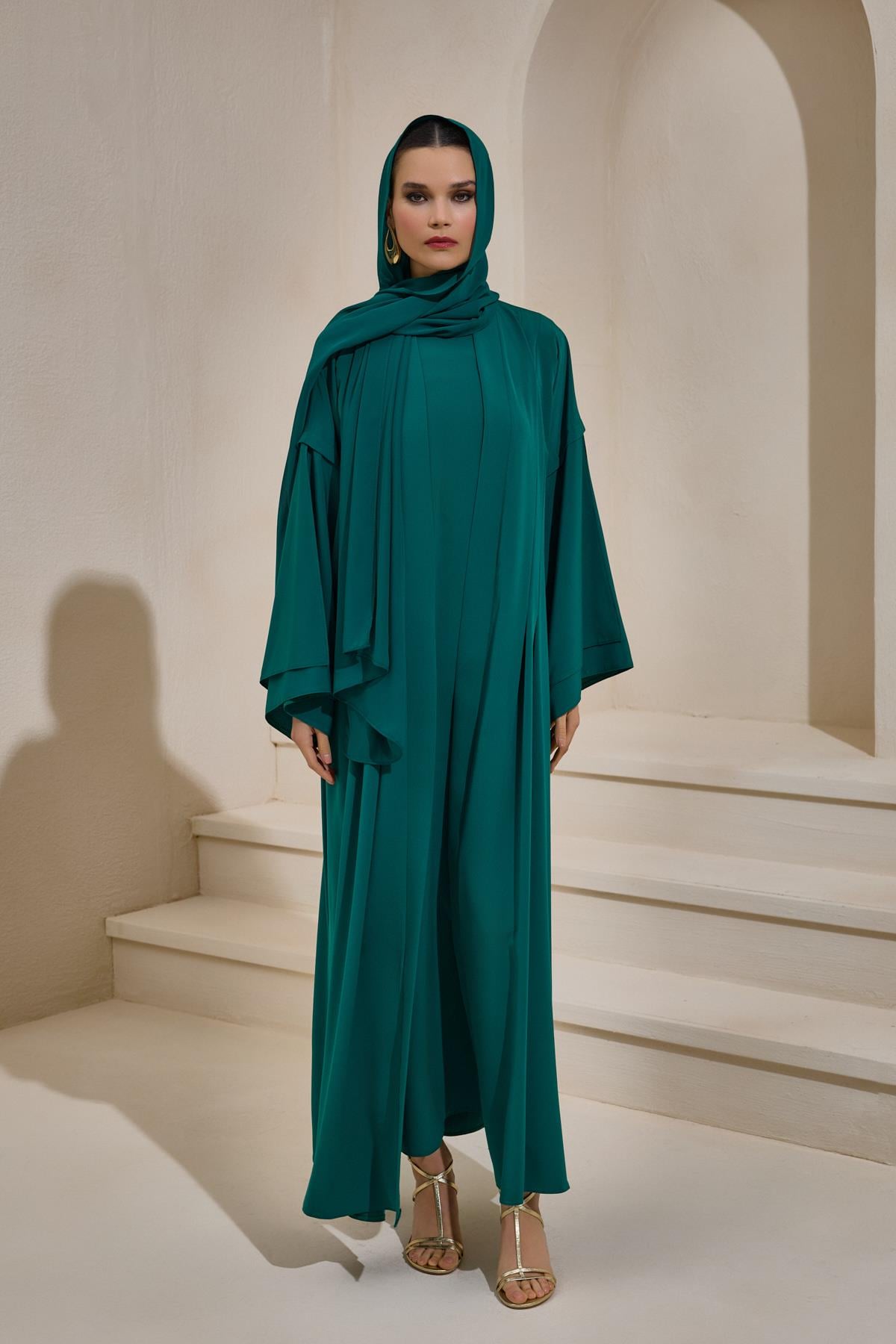 LAİLA CREPE ABAYA SET EMERALD