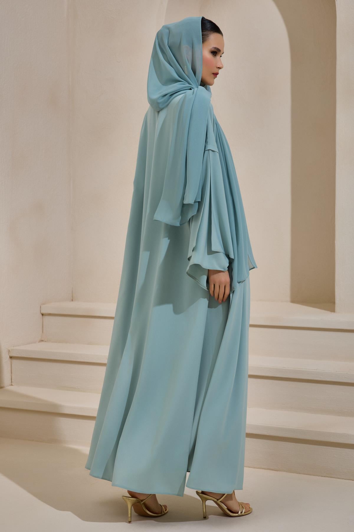 LAİLA CREPE ABAYA SET MINT GREEN
