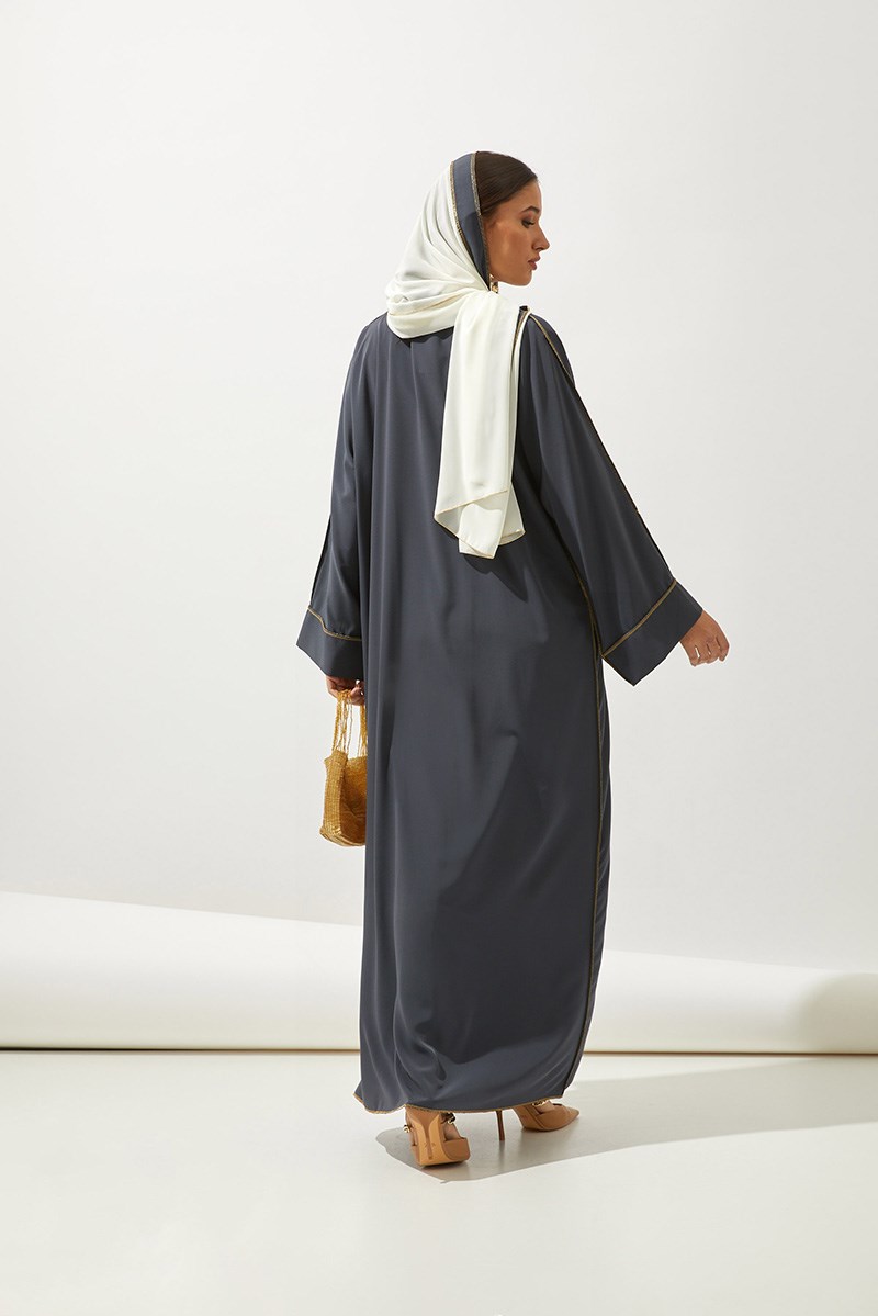 LINE ABAYA DRESS SHAWL 3 PIECE SET -ANTHRACITE