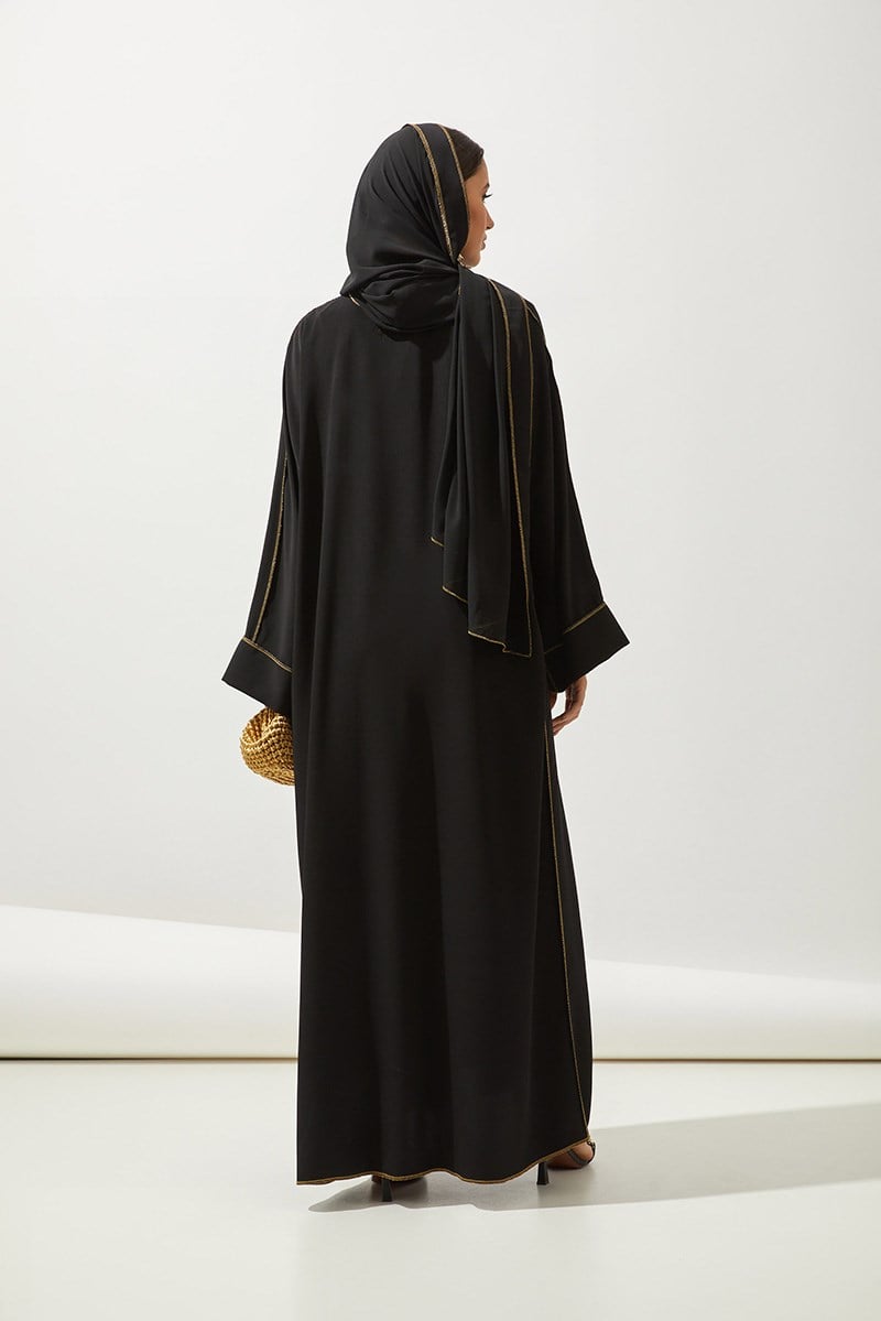 LINE ABAYA DRESS 3 SET-BLACK