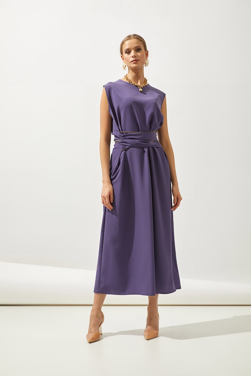LINE ABAYA DRESS SHAWL 3 PIECE SET- LILAC