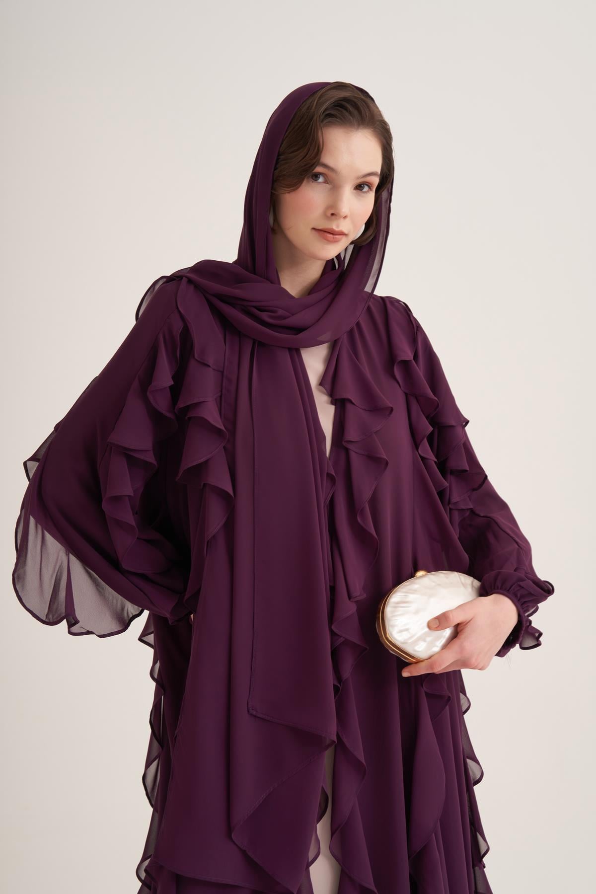 LOLA ABAYA & SCARF-PURPLE