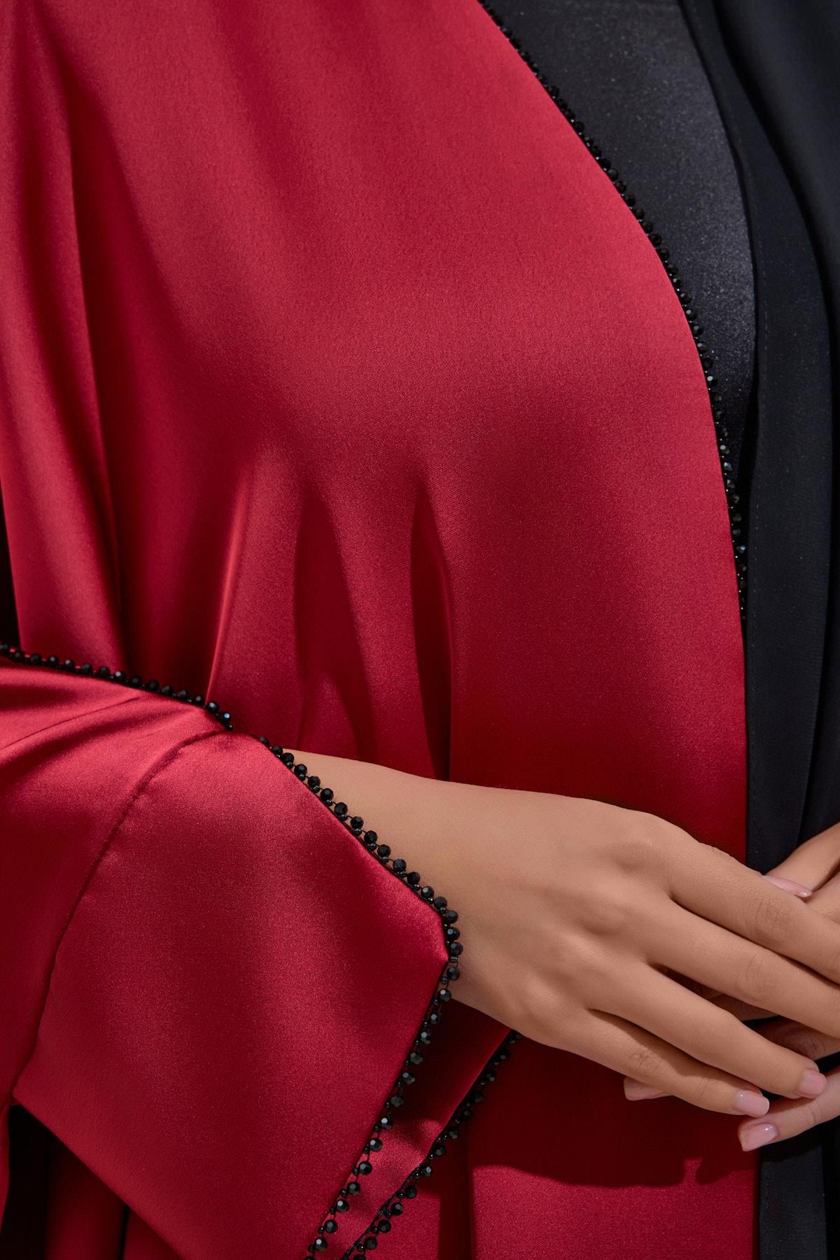 LUXURY SATIN ABAYA BURGUNDY