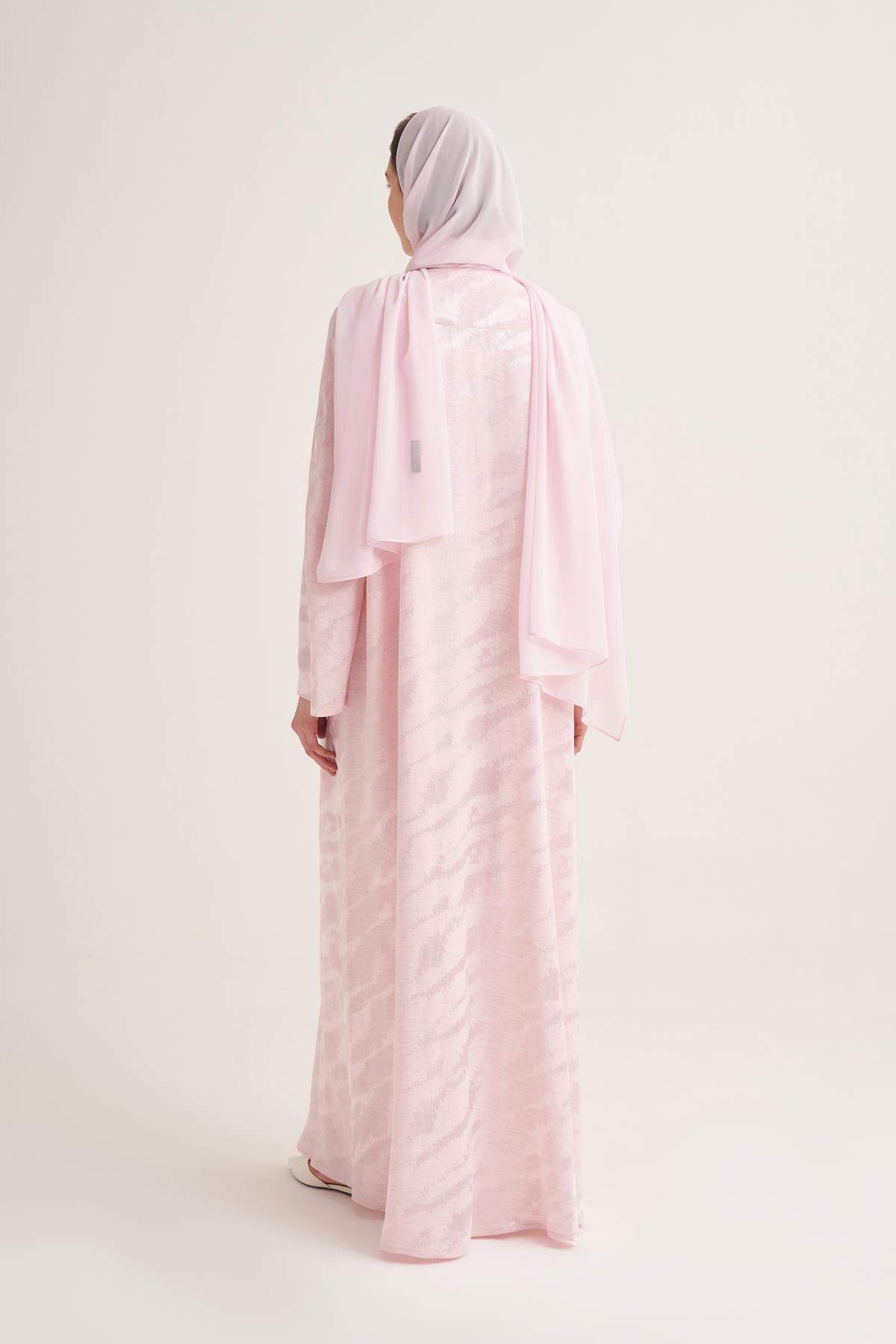 MILA LINEN MIX ABAYA & SCARF-PINK