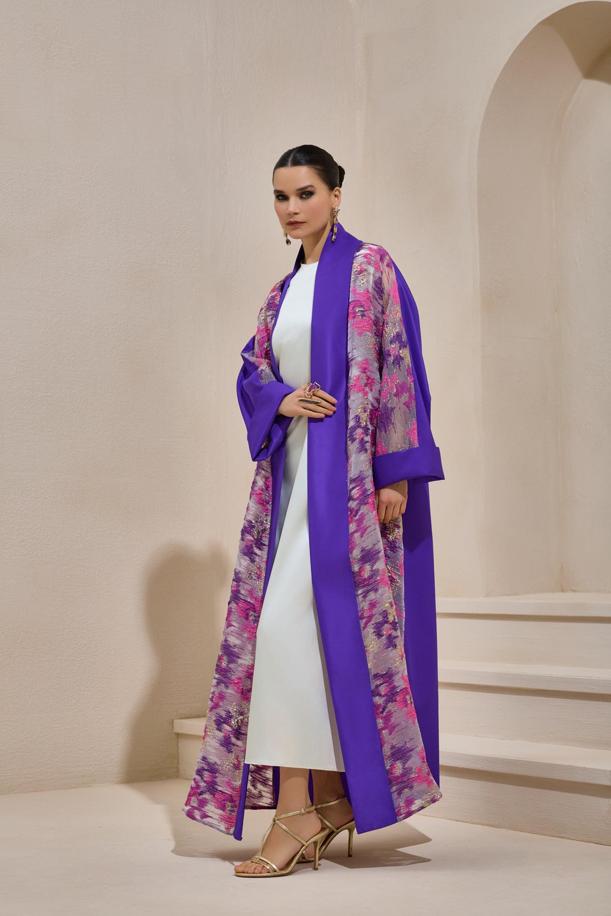 NORAH TAFFETA ABAYA PURPLE