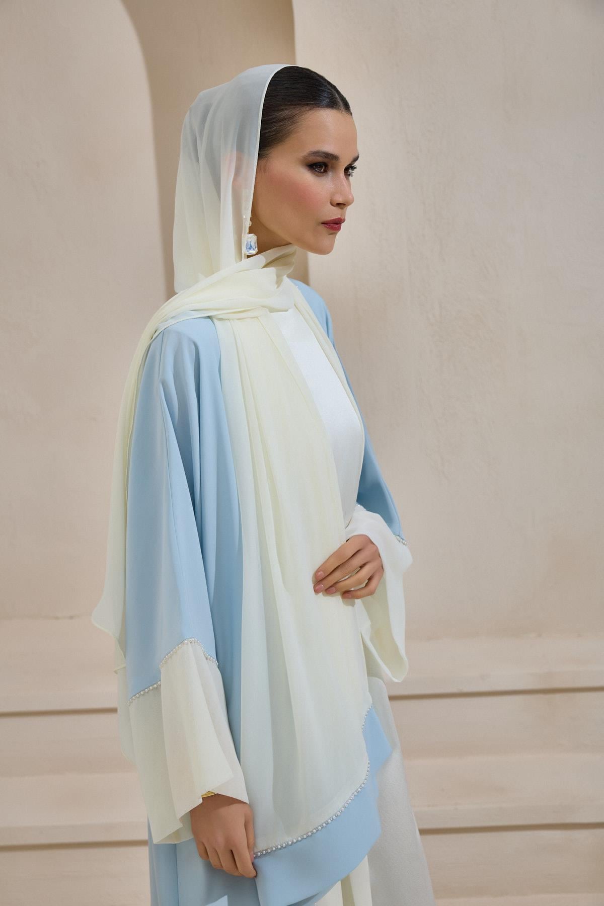 PEARL SAHRA ABAYA SET LIGHT BLUE