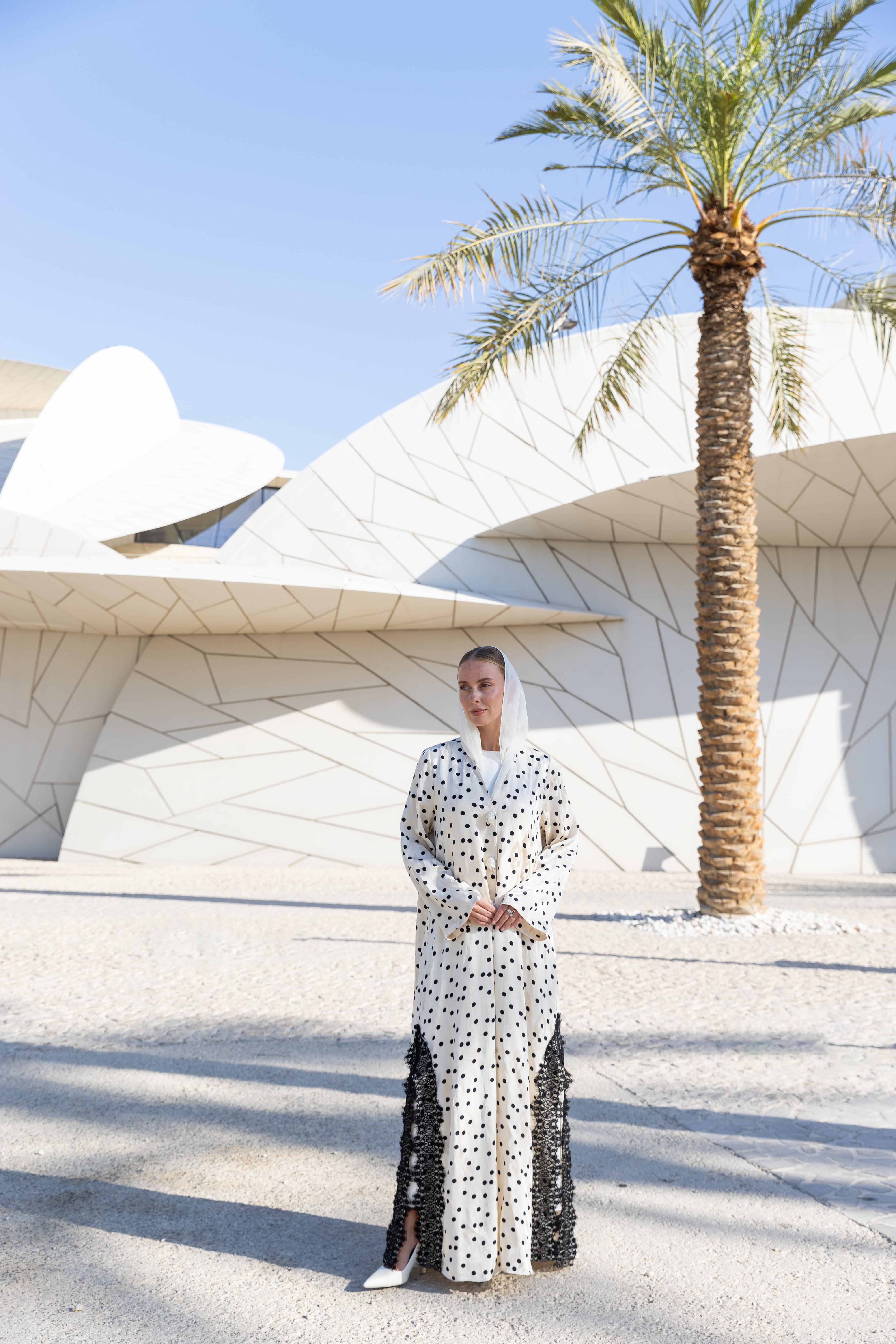 POLKA  ABAYA-CREAM