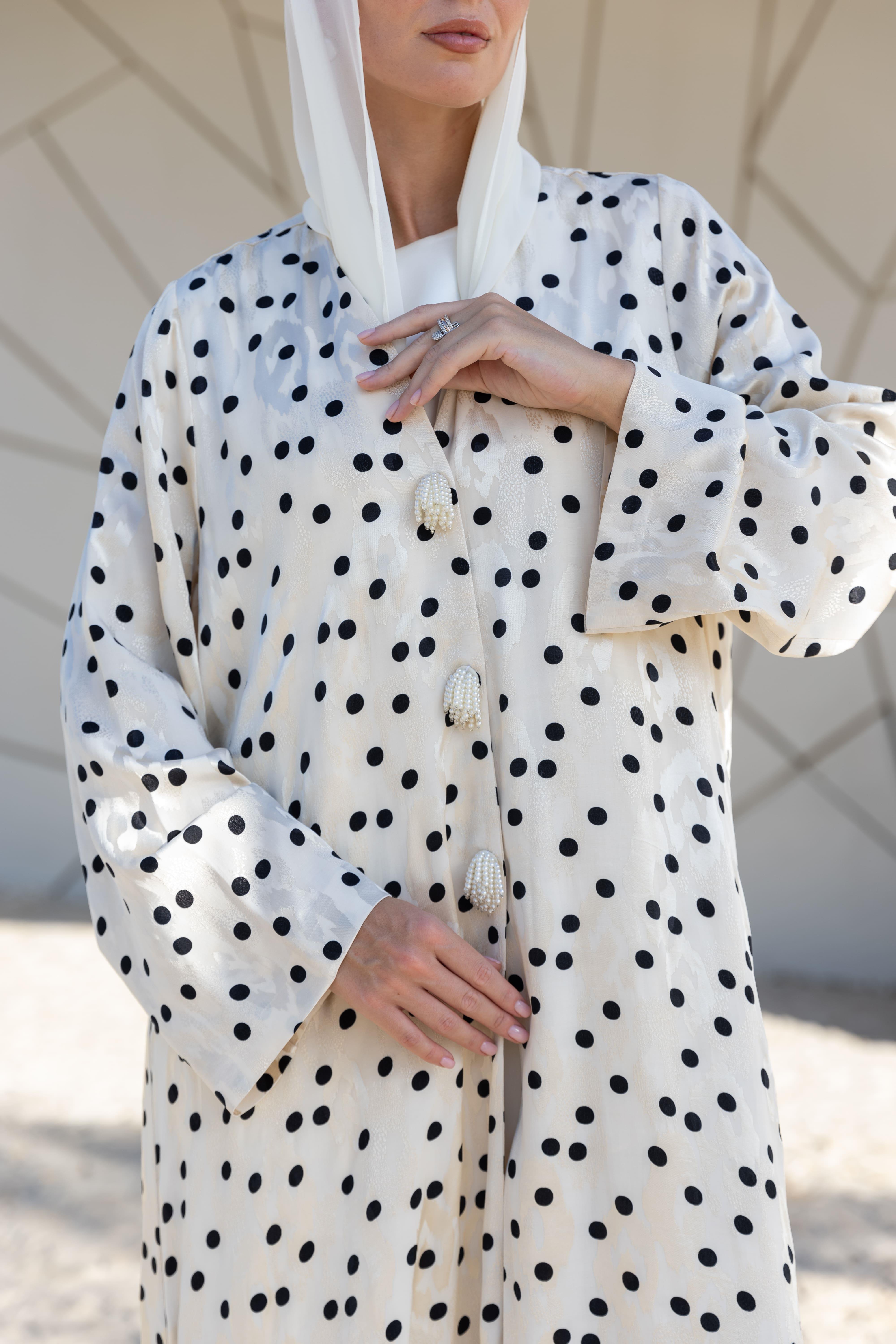 POLKA  ABAYA-CREAM