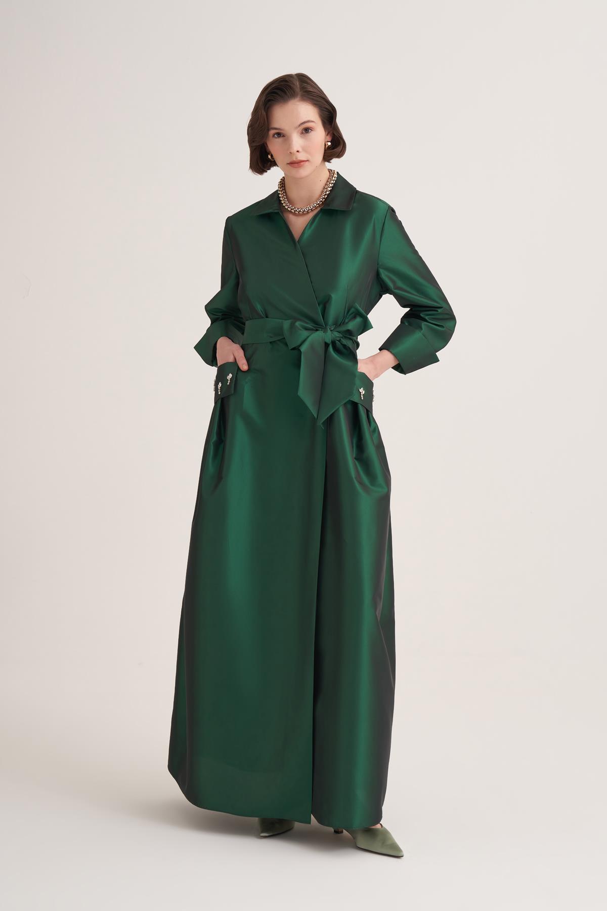 SAMRA ABAYA-EMERALD GREEN