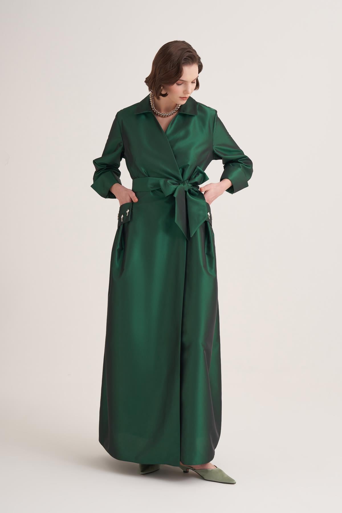 SAMRA ABAYA-EMERALD GREEN
