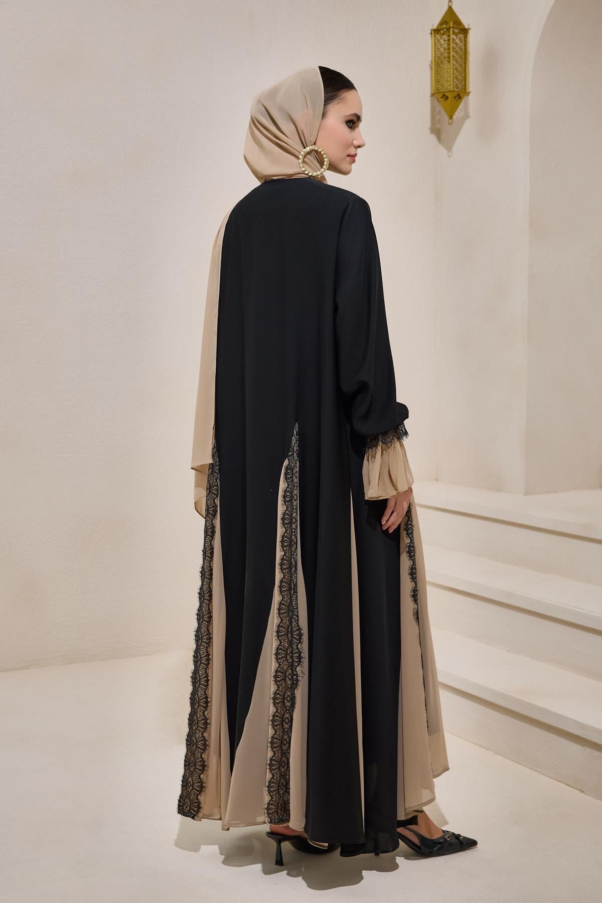 SARA ABAYA SET BLACK- CAMEL