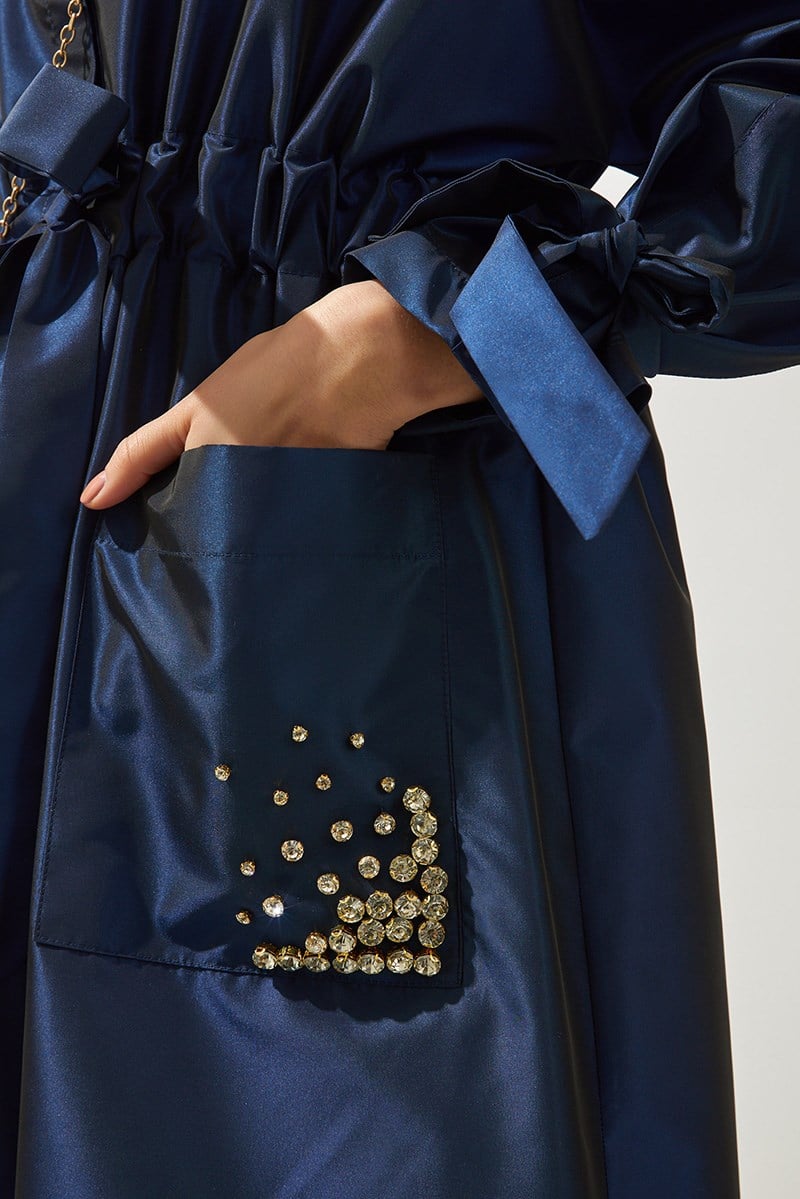 SHINE TRENCH COAT HANDMADE-BLUE