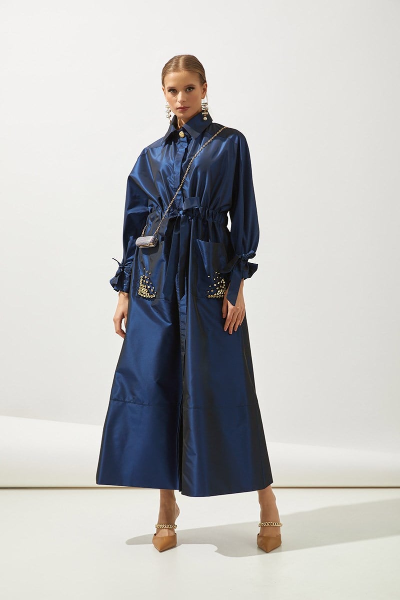 SHINE TRENCH COAT HANDMADE-BLUE