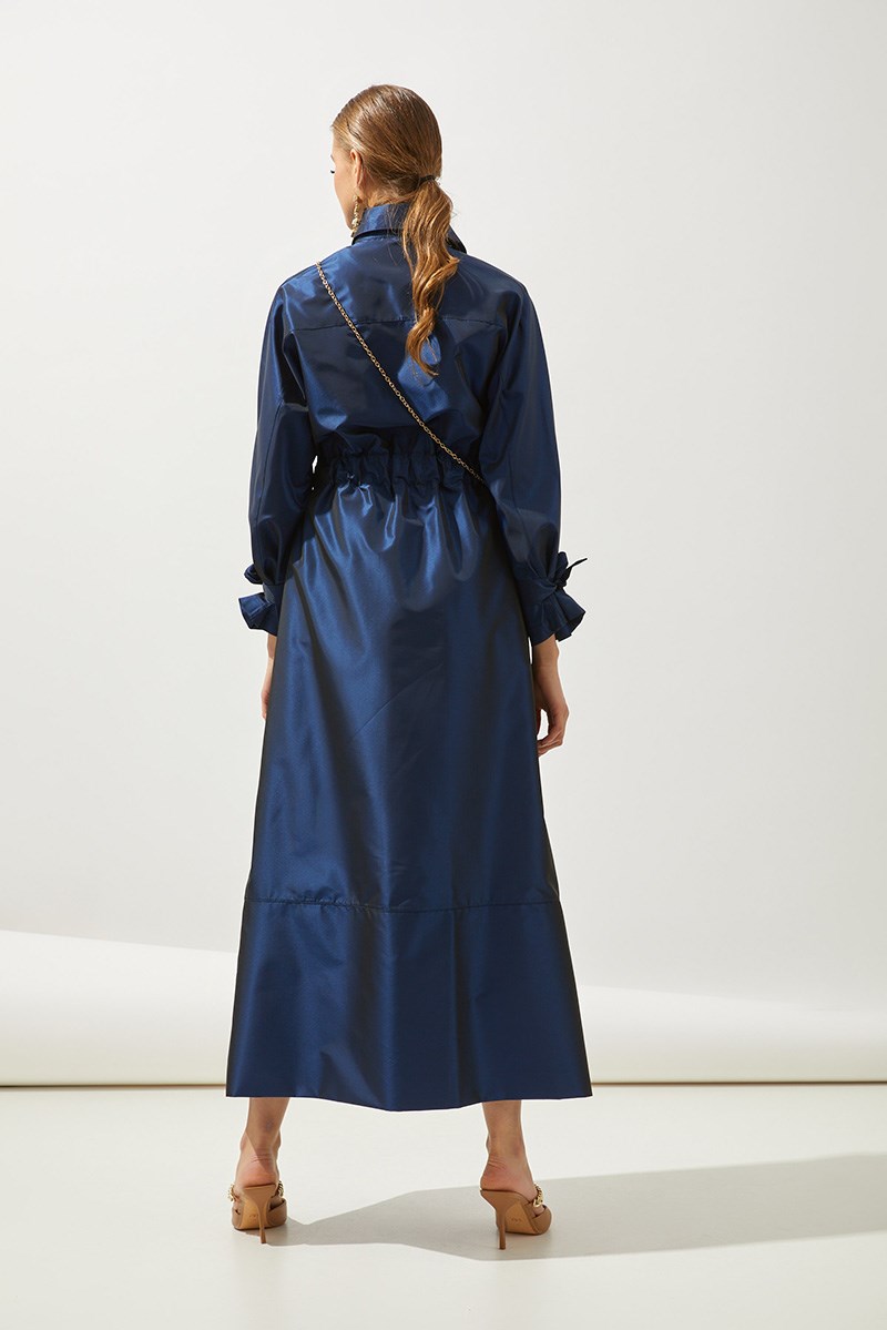SHINE TRENCH COAT HANDMADE-BLUE