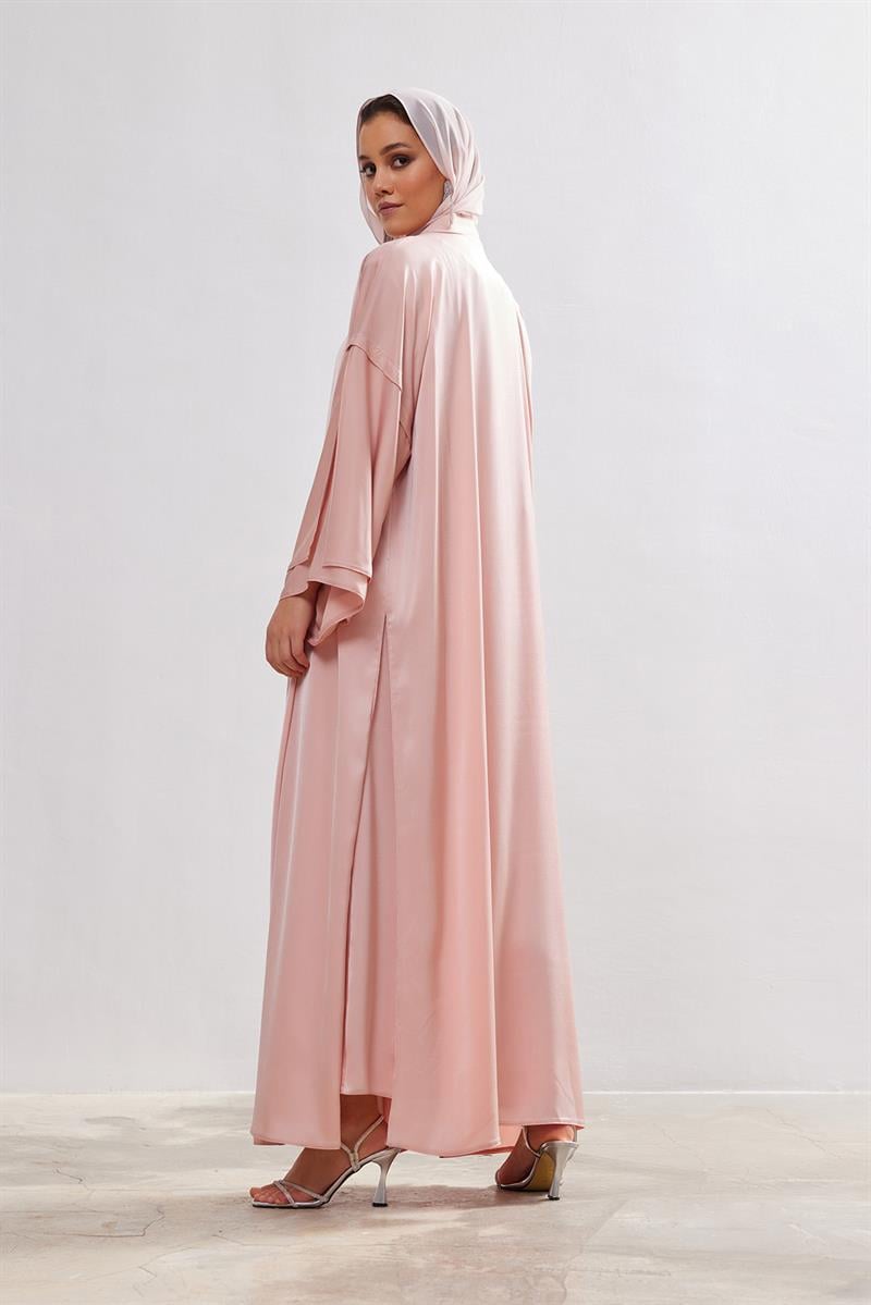 Silk Touch Abaya Dress Set - POWDER