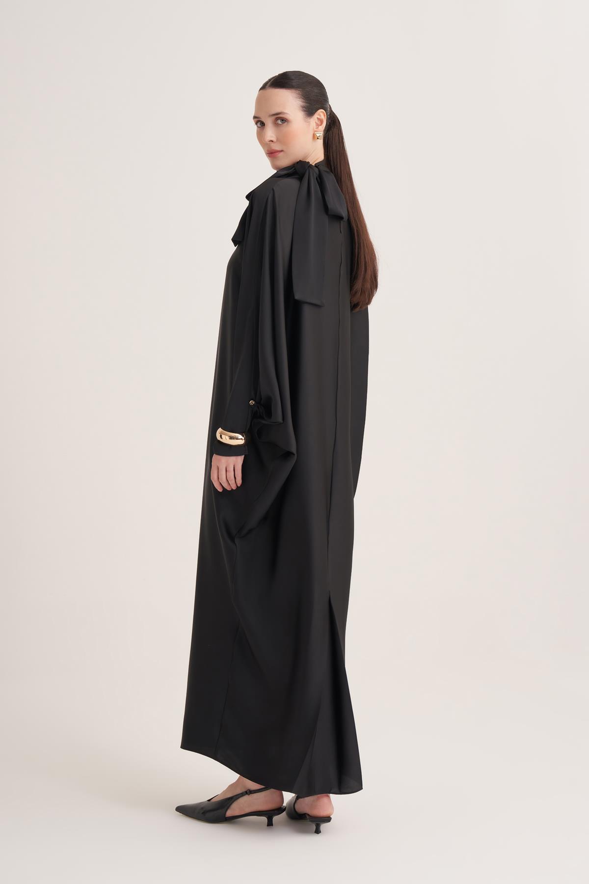SOPHIE SATIN DRESS-BLACK