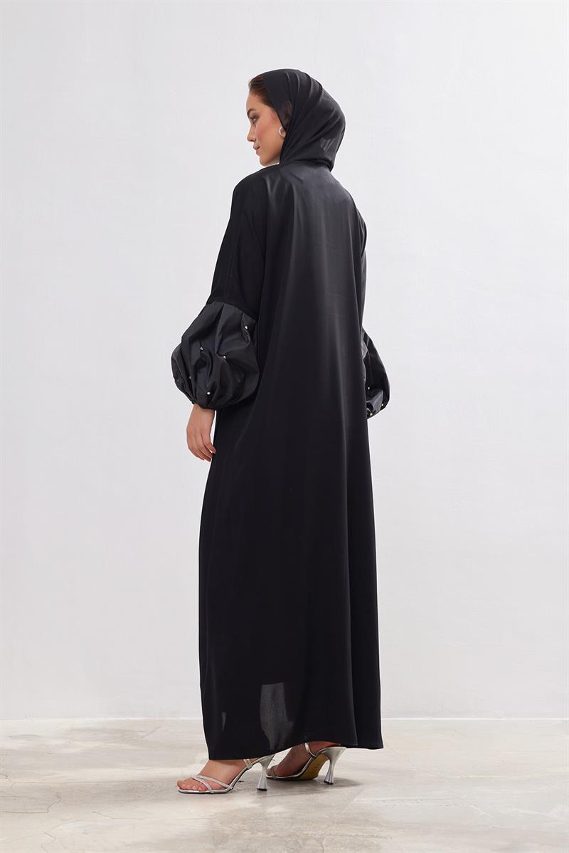 Taffeta Details Abaya - BLACK
