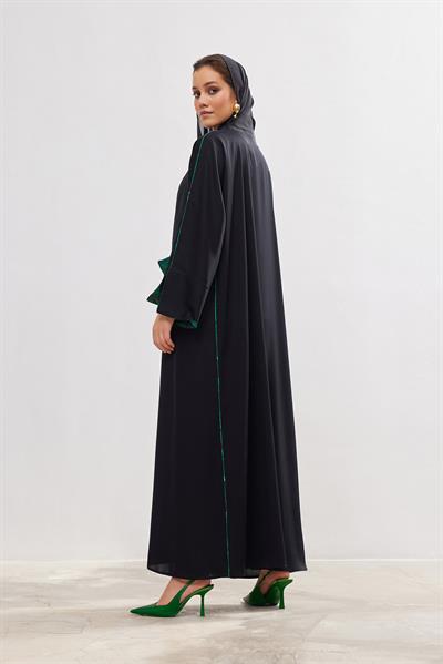 Arwa Abaya Set - BLACK-GREEN