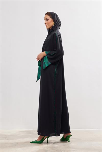 Arwa Abaya Set - BLACK-GREEN