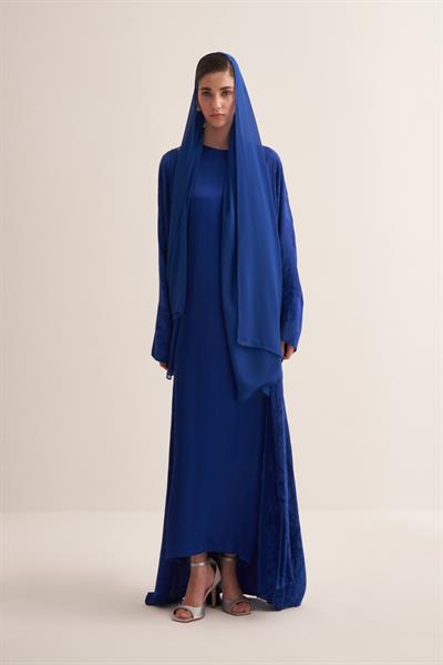 Bella Viscose Abaya Set-Saxe Blue