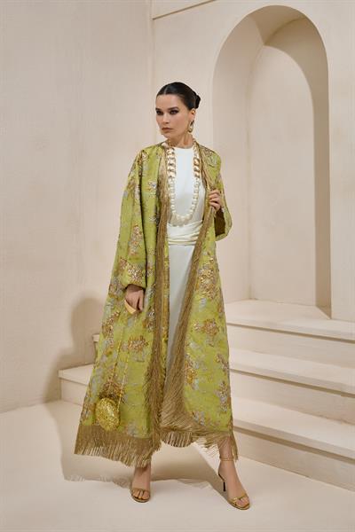 BROCADE ABAYA LIGHT GREEN