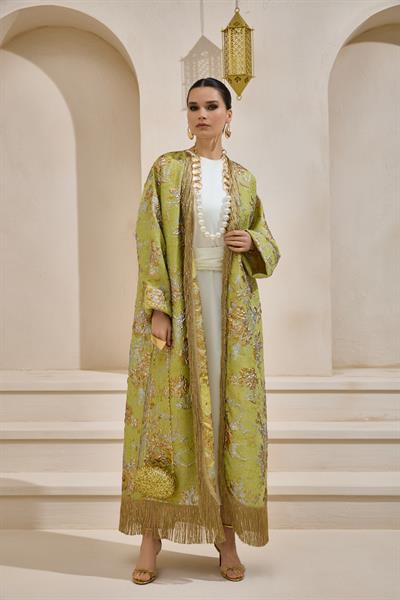 BROCADE ABAYA LIGHT GREEN