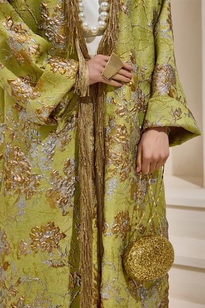 BROCADE ABAYA LIGHT GREEN