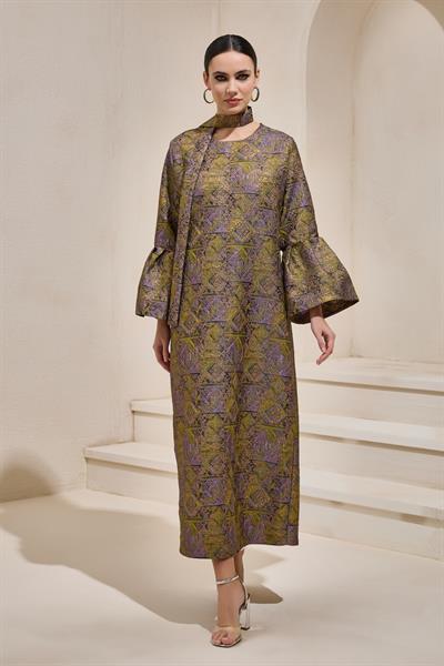 BROCADE MAXI DRESS GREEN