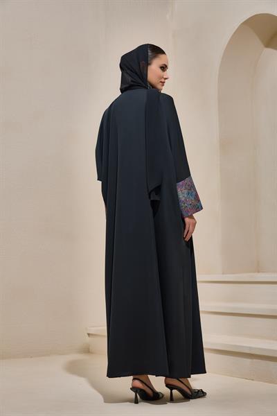 BROCADE MIX ABAYA BLACK