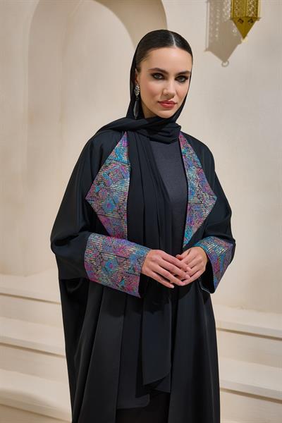 BROCADE MIX ABAYA BLACK
