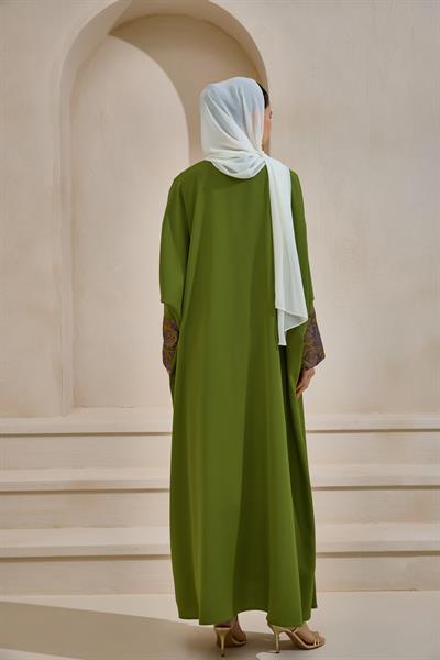 BROCADE MIX ABAYA LIGHT GREEN